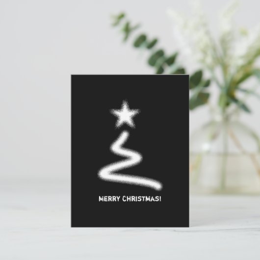 Zwarte zakelijke QR-code kerstboom reinigen Feestdagenkaart (Staand voorkant)