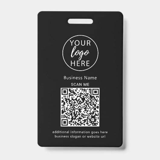 Zwarte zakelijke QR-codebadge Badge (Voorzijde)