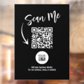 Zwarte Zakelijke Scan Me QR Code Aangepast Raamsticker (Vel 2)