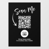 Zwarte Zakelijke Scan Me QR Code Aangepast Raamsticker (Vel)