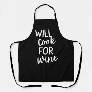 Zwarte “Zal Koken voor Wijn” Vrouwen Grappige Wijn Schort