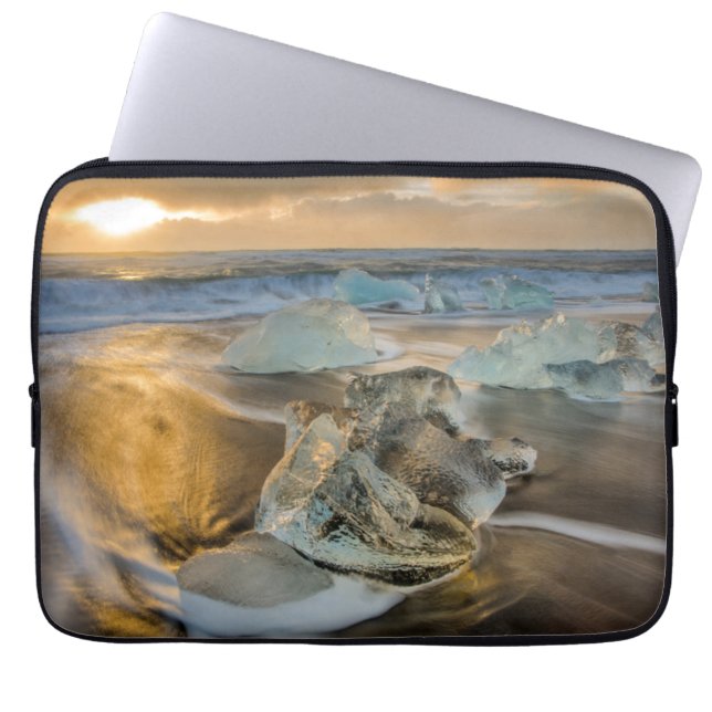 Zwarte zandbak | Jokulsarlon Zuid-IJsland Laptop Sleeve (Voorkant)