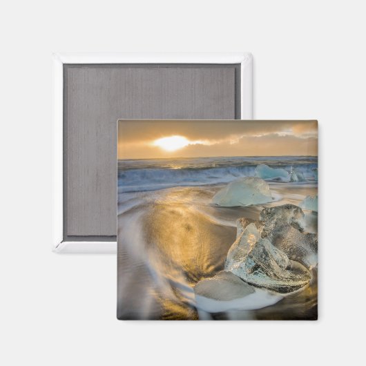 Zwarte zandbak | Jokulsarlon Zuid-IJsland Magneet (Voorkant / Achterkant)