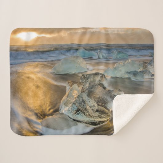 Zwarte zandbak | Jokulsarlon Zuid-IJsland Sherpa Deken (Voorkant (horizontaal))