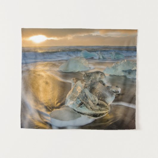 Zwarte zandbak | Jokulsarlon Zuid-IJsland Wandkleed (Voorkant (horizontaal))