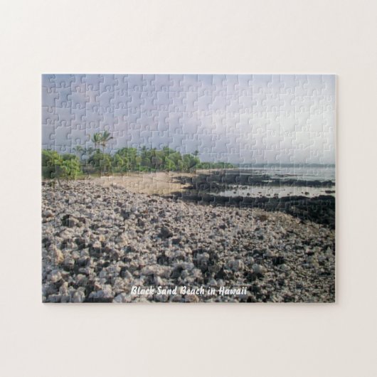 Zwarte zandstrand in Hawaii Legpuzzel (Horizontaal)