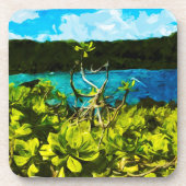 Zwarte zandstrand op weg naar Hana Maui Abstract Drankjes Onderzetter (Voorkant)