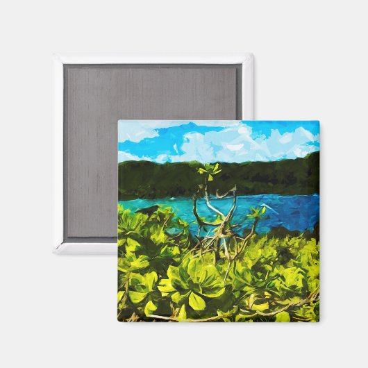 Zwarte zandstrand op weg naar Hana Maui Abstract Magneet (Voorkant / Achterkant)