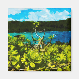 Zwarte zandstrand op weg naar Hana Maui Abstract Magneet