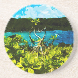 Zwarte zandstrand op weg naar Hana Maui Abstract Zandsteen Onderzetter