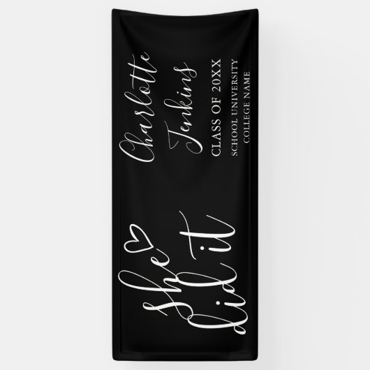 Zwarte Ze Heeft Het Gedaan Script Hart Afstudeerfe Spandoek (Verticaal)