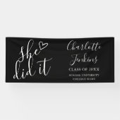 Zwarte Ze Heeft Het Gedaan Script Hart Afstudeerfe Spandoek (Horizontaal)