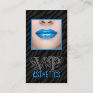 Zwarte Zebra Afdrukblauwe lips maken Visitekaartje