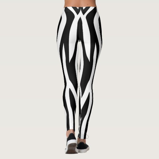 Zwarte Zebra afdrukken Leggings (Achterkant)