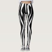 Zwarte Zebra afdrukken Leggings (Voorkant)