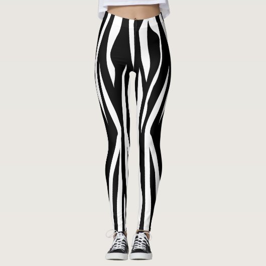 Zwarte Zebra afdrukken Leggings (Voorkant)