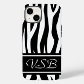 Zwarte Zebra Afdrukken met monogram Case-Mate iPhone Case (Achterkant)