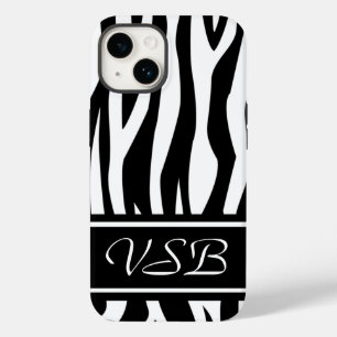 Zwarte Zebra Afdrukken met monogram Case-Mate iPhone 14 Hoesje