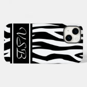 Zwarte Zebra Afdrukken met monogram Case-Mate iPhone Case (Achterkant (horizontaal))