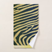 Zwarte Zebra-huidstrepen op goudglitter Bad Handdoek (Handdoek)