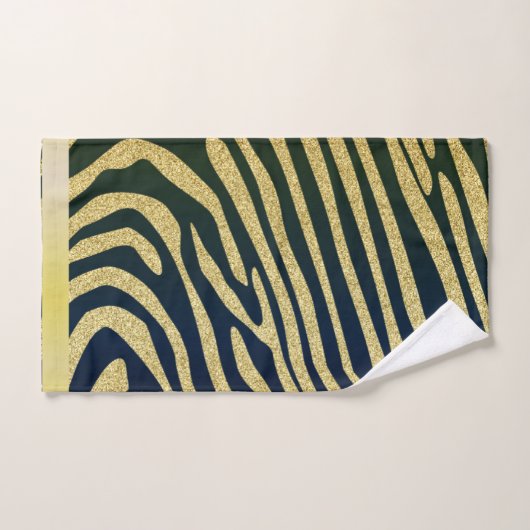 Zwarte Zebra-huidstrepen op goudglitter Bad Handdoek (Handdoek)