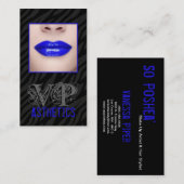 Zwarte zebra print Blue Lips make-up Visitekaartje (Voorkant / Achterkant)