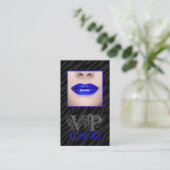 Zwarte zebra print Blue Lips make-up Visitekaartje (Staand voorkant)