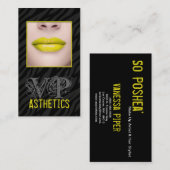 Zwarte zebra print gele lippen make-up Visitekaart Visitekaartje (Voorkant / Achterkant)