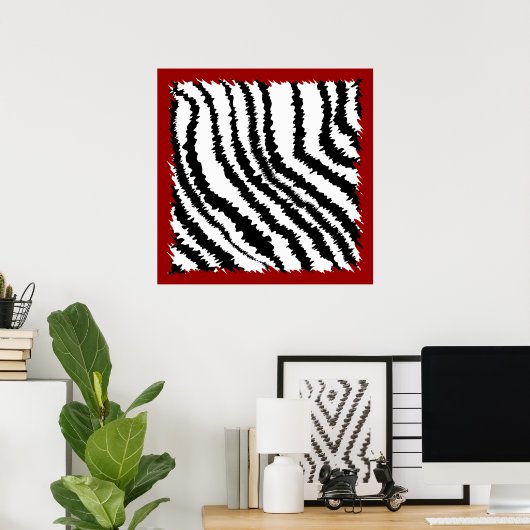 Zwarte Zebra Print Pattern op Deep Red. (Thuiskantoor)