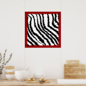 Zwarte Zebra Print Pattern op Deep Red. (Keuken)