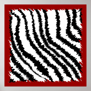 Zwarte Zebra Print Pattern op Deep Red.