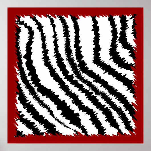 Zwarte Zebra Print Pattern op Deep Red. (Voorkant)