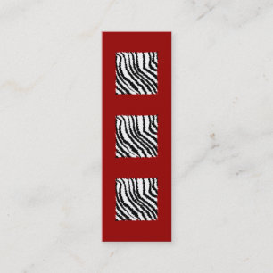 Zwarte Zebra Print Pattern op Deep Red. Mini Visitekaartje