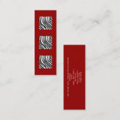 Zwarte Zebra Print Pattern op Deep Red. Mini Visitekaartje (Voorkant / Achterkant)