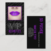 Zwarte Zebra Print Purpl Lips make-up Visitekaartj Visitekaartje (Voorkant / Achterkant)
