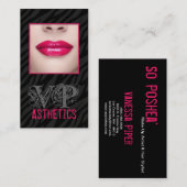 Zwarte zebra print roze lippen make-up Visitekaart Visitekaartje (Voorkant / Achterkant)