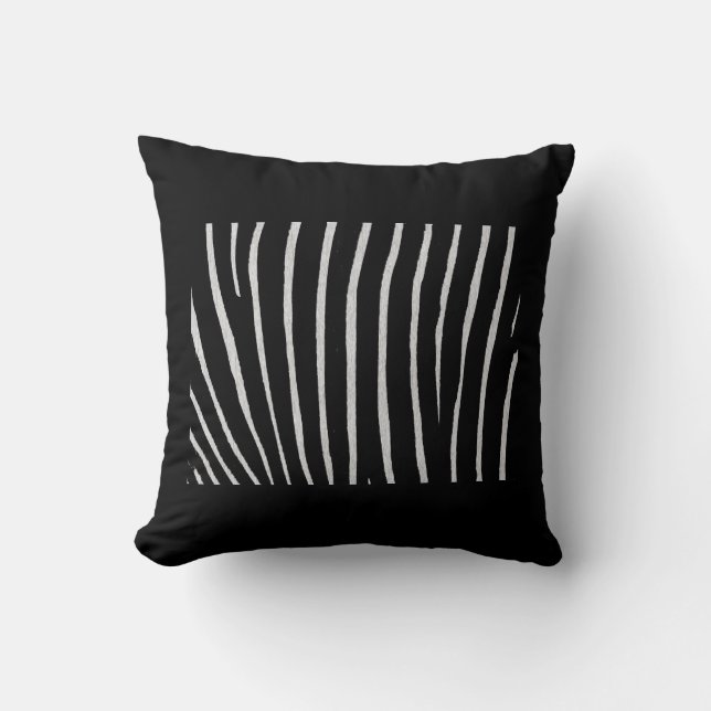 Zwarte Zebra Print Sierkussen (Voorkant)