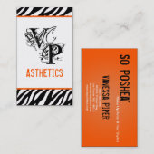 Zwarte Zebra Print Sinaasappel Interieur Visitekaa Visitekaartje (Voorkant / Achterkant)