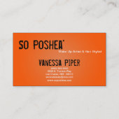 Zwarte Zebra Print Sinaasappel Interieur Visitekaa Visitekaartje (Achterkant)