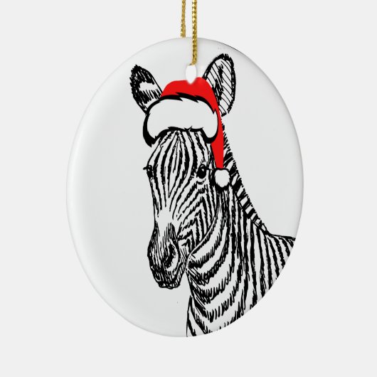 Zwarte Zebra Santa Decoration Keramisch Ornament (Rechts)
