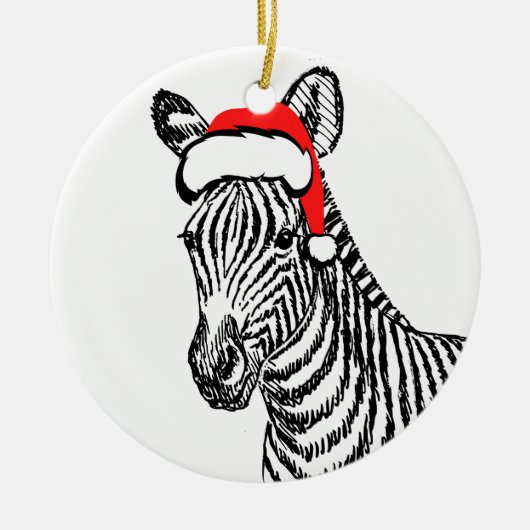 Zwarte Zebra Santa Decoration Keramisch Ornament (Voorkant)