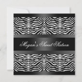 Zwarte Zebra Strepen Sweet 16 Verjaardag Uitnodigi Kaart (Voorkant)