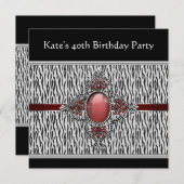 Zwarte Zebra vrouwen 40ste verjaardagsfeest Kaart (Voorkant / Achterkant)