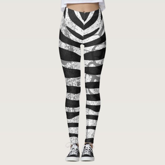 Zwarte zebraafdruk leggings (Voorkant)