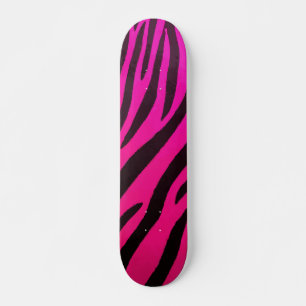 Zwarte zebraprint op een felroze gewaagde design persoonlijk skateboard