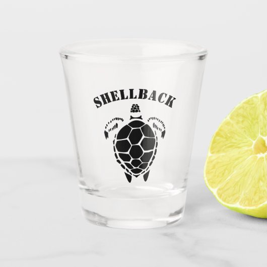 Zwarte Zee Tortoise Shellback Shot Glas (Voorkant)