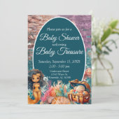 Zwarte Zeemeermin-Baby shower Kaart (Staand voorkant)