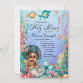 Zwarte Zeemeermin-Baby shower Kaart (Voorkant)