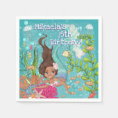 Zwarte Zeemeermin Bruin Haar Onder Het Zee Verjaar Servet (Voorkant)