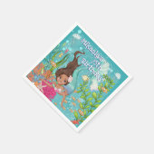 Zwarte Zeemeermin Bruin Haar Onder Het Zee Verjaar Servet (Hoek)